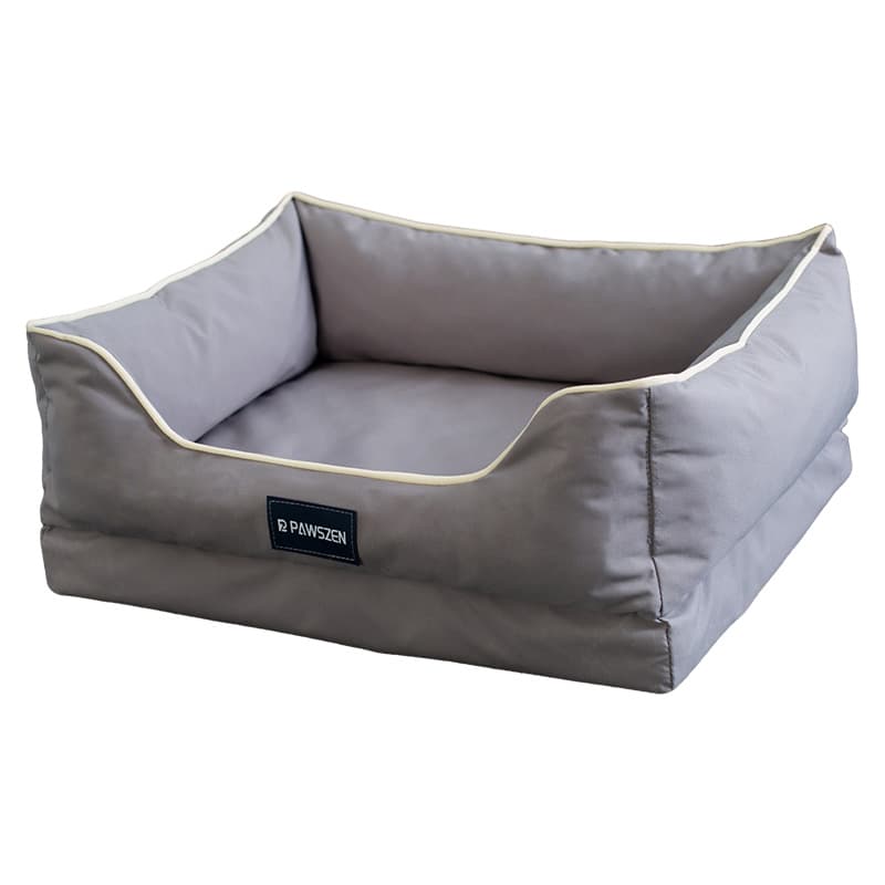 White and gray washable pet bed